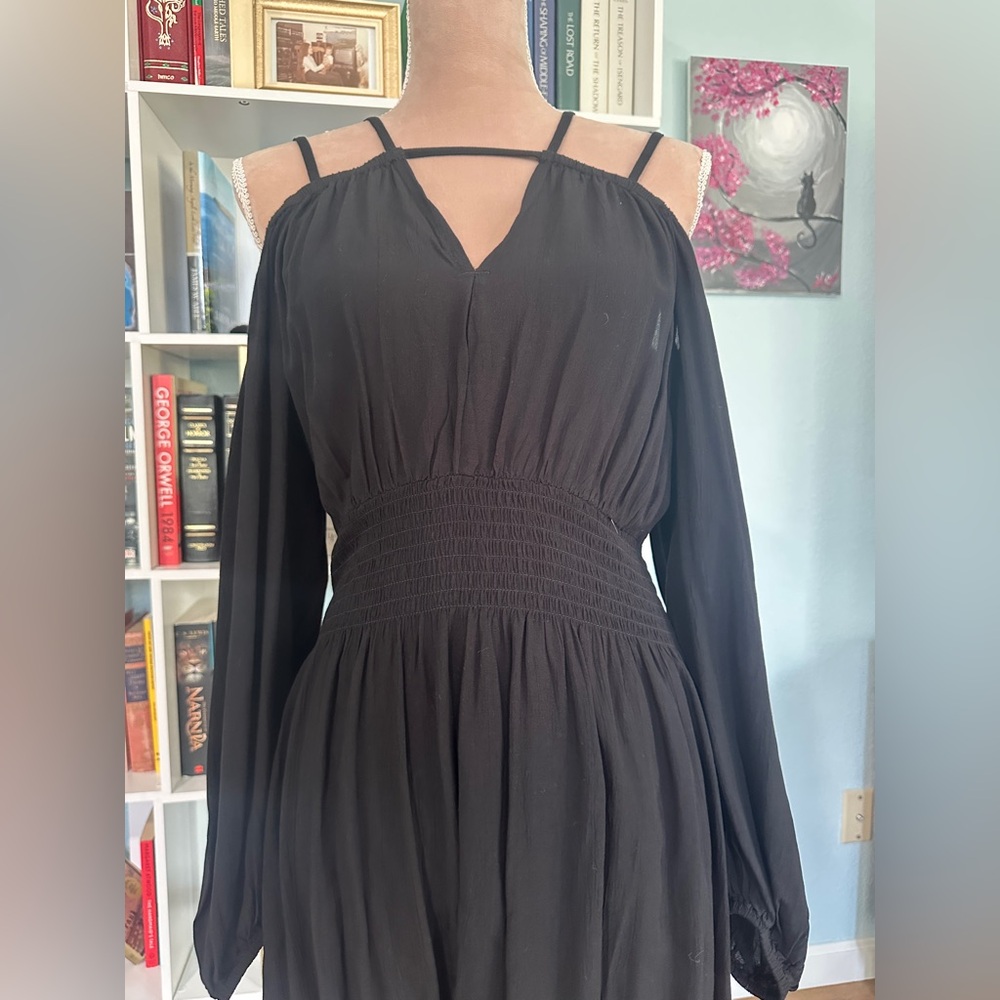Pleated Bishop Sleeve Dress
